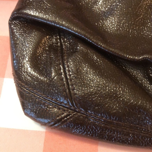 Loeffler Randall Handbag Chocolate Metallic Purse Heavy Gold Chain Link Strap - Picture 6 of 9